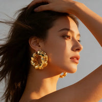 African Hoop Earrings for Women Jewelry Gold Color Large Dangle Earrings for Dubai Weddings Bridal Earrings Jewelry Accessory