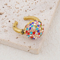 Gold Color Cuff Bracelet and Ring for Dubai African Women Blue Stone Hand Bangle Finger Ring Jewelry Set Wedding Bride Wife Gift
