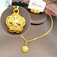 Exquisite Gold Color Jewelry Set for Party Stud Earrings and Pendant Necklace African Bridal Jewelry Set for Engagement Party