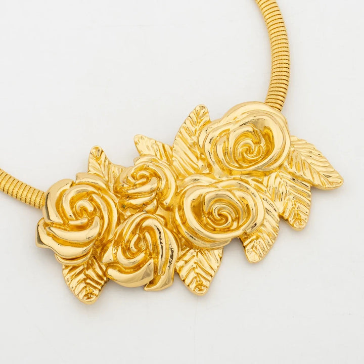 African Fashion Flower Jewelry Set for Women Luxury Gold Color India Big Hig Quality Earrring Necklace Bangle Ring Bride  Gif