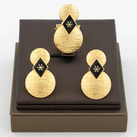 Fashion Earrings Jewelry for Women 18k Gold Plated Clip Earrings and Finger Ring Party Gift for African Dubai Copper Jewelry Set