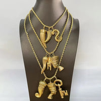 Gold Color Hip Hop Personality Pendant African Map Mermaid Dollar Euro Shape Pendant Party Jewelry Birthday Gifts