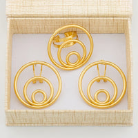 Earrings with Ring Jewelry Set for African 18k Gold Color Clip Earrings Finger Ring 2Pcs Set with Gift Box Luxury Jewelry Bride