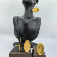 Dubai Gold Plated Earrings and Ring Jewelry Set for Party Dangle Earrings and Cuff Bangle Ring Set for African Jewellery Gifts