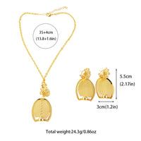 African Gold Color Women Necklace and Earrings Trend Dubai Flower Hollow Out Jewelry Set Gift For Party Wedding Daily Accessorie