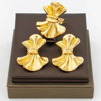 African Flower Design Earrings and Ring Jewelry Set 18k Gold Plated Clip Earrings and Finger Ring Bohemia Design Jewelry Set