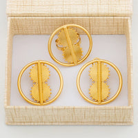 Earrings with Ring Jewelry Set for African 18k Gold Color Clip Earrings Finger Ring 2Pcs Set with Gift Box Luxury Jewelry Bride