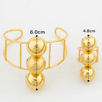 African Gold Color Jewelry Set for Women Beads Design Cuff Bangle and Ring Dubai Weddings Bride Jewelry Set Accessories Gifts