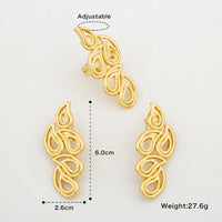 18k Gold Color Earrings with Ring Jewelry Set for Bridal African Clip Earrings and Finger Ring 2Pcs Set for Engagement Jewellery