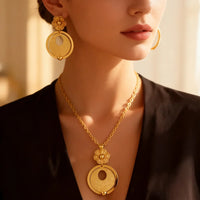 African Gold Color Women Necklace and Earrings Trend Dubai Flower Hollow Out Jewelry Set Gift For Party Wedding Daily Accessorie