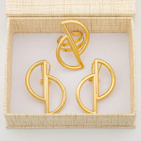 Earrings with Ring Jewelry Set for African 18k Gold Color Clip Earrings Finger Ring 2Pcs Set with Gift Box Luxury Jewelry Bride