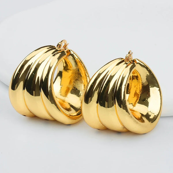 African Hoop Earrings for Women Jewelry Gold Color Large Dangle Earrings for Dubai Weddings Bridal Earrings Jewelry Accessory