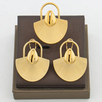 Lovely Earrings with Ring Set for African Bridal 18k Gold Color Clip Earrings and Finger Ring Elegant Dubai Jewelry Accessories