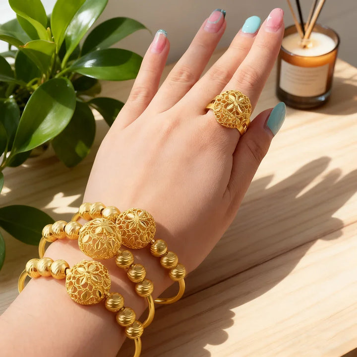 ethiopian hawaiian jewelry bangle 18k gold  plated bracelet for women flower bangle african free shipping Valentine's Day gift