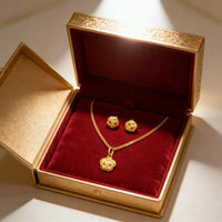 Exquisite Gold Color Jewelry Set for Party Stud Earrings and Pendant Necklace African Bridal Jewelry Set for Engagement Party