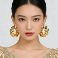 African Hoop Earrings for Women Jewelry Gold Color Large Dangle Earrings for Dubai Weddings Bridal Earrings Jewelry Accessory