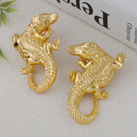 African Large Crocodile Jewelry Set for Women Lady Big Necklace Arab Gold Color Earrings Bracelet Bride Wife Anniversary Gift