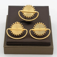 Fashion Earrings Jewelry for Women 18k Gold Plated Clip Earrings and Finger Ring Party Gift for African Dubai Copper Jewelry Set