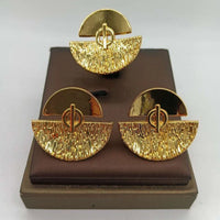 African Gold Plated Earrings and Ring Jewelry Set for Women New Design Earrings and Finger Ring Set for Brazilian Jewellery Gift