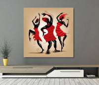 African Dancing Woman Art Framed Canvas Wall Art African Tribal Art African Decor