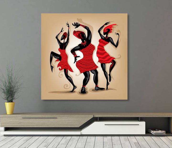 African Dancing Woman Art Framed Canvas Wall Art African Tribal Art African Decor