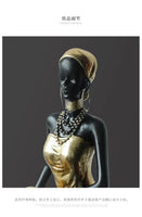 African Woman Figurine Holding Vase Decorative Statue