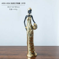 African Woman Figurine Holding Vase Decorative Statue