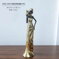 African Woman Figurine Holding Vase Decorative Statue