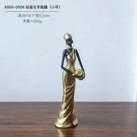 African Woman Figurine Holding Vase Decorative Statue