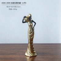 African Woman Figurine Holding Vase Decorative Statue