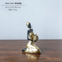 African Woman Figurine Holding Vase Decorative Statue