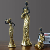 African Woman Figurine Holding Vase Decorative Statue