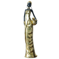 African Woman Figurine Holding Vase Decorative Statue