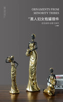 African Woman Figurine Holding Vase Decorative Statue