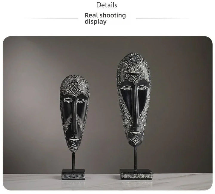 African Tribal Face Mask Decorative Sculpture for Home Decor