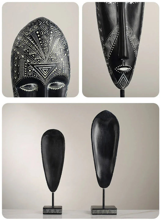 African Tribal Face Mask Decorative Sculpture for Home Decor