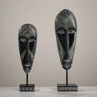 African Tribal Face Mask Decorative Sculpture for Home Decor