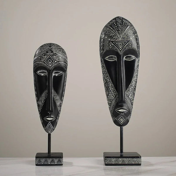 African Tribal Face Mask Decorative Sculpture for Home Decor