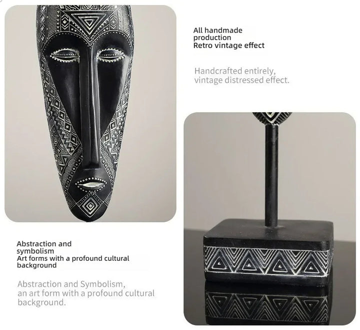 African Tribal Face Mask Decorative Sculpture for Home Decor
