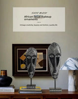 African Tribal Face Mask Decorative Sculpture for Home Decor
