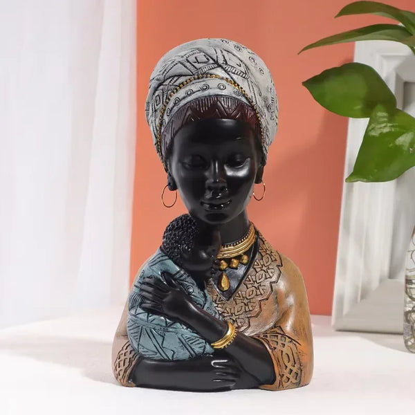 Mother and Child African Tribal Figurine Decorative Sculpture