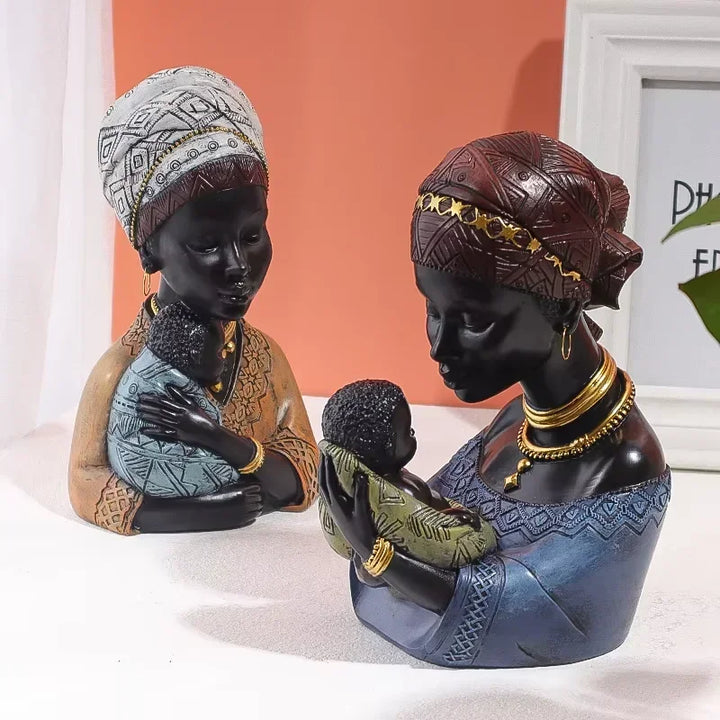 Mother and Child African Tribal Figurine Decorative Sculpture