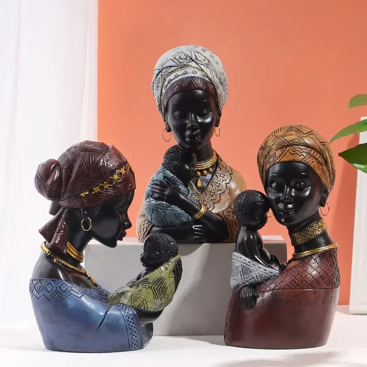 Mother and Child African Tribal Figurine Decorative Sculpture