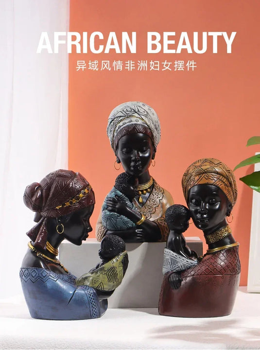 Mother and Child African Tribal Figurine Decorative Sculpture