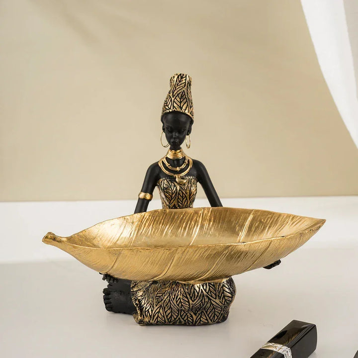 Figurine - Golden African Tray