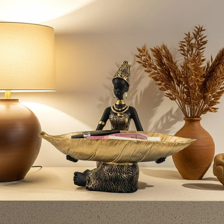 Figurine - Golden African Tray