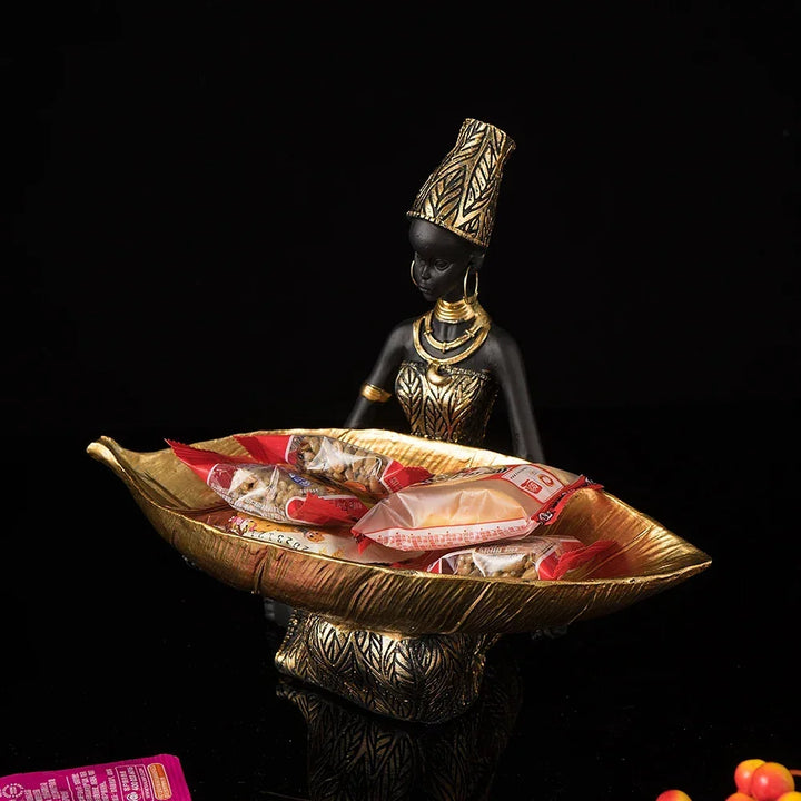 Figurine - Golden African Tray