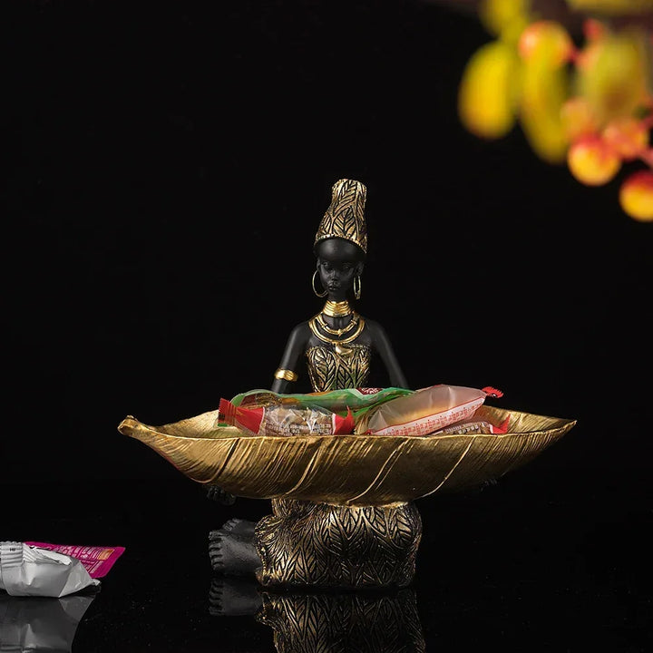 Figurine - Golden African Tray