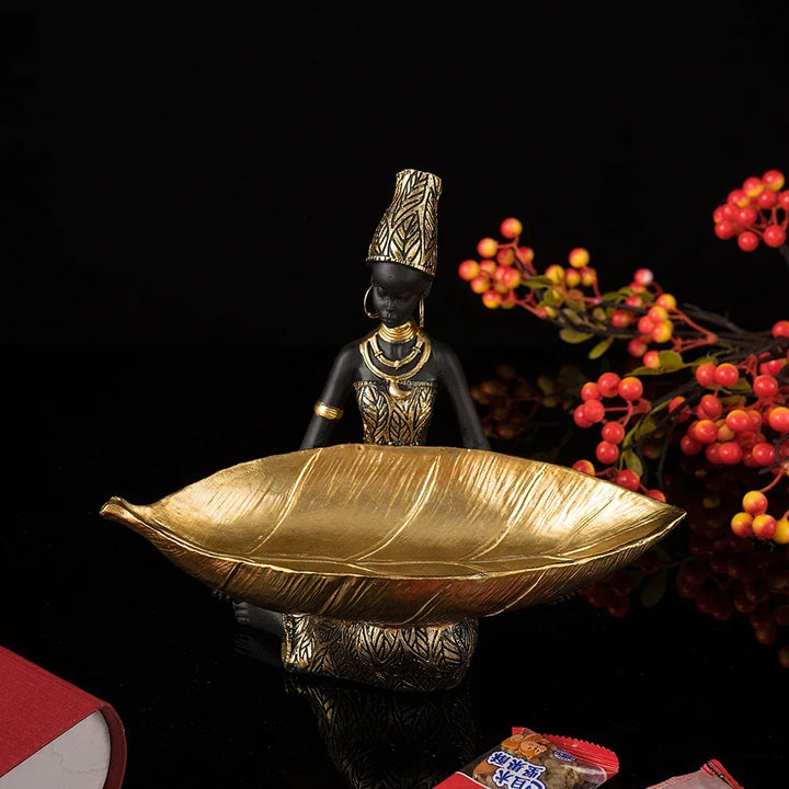 Figurine - Golden African Tray