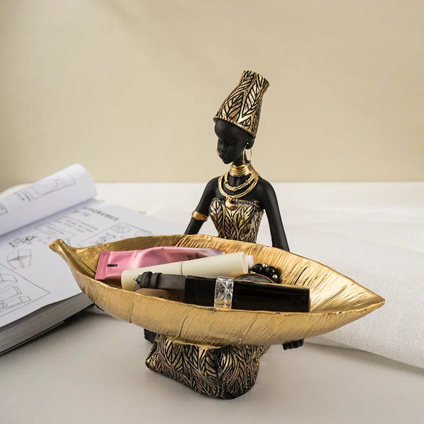 Figurine - Golden African Tray